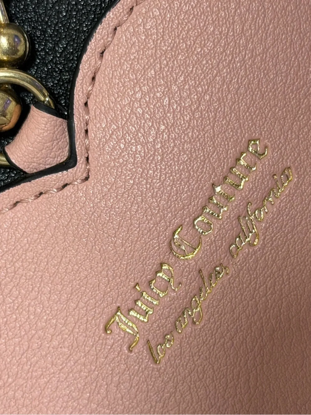 Juicy Couture Black & Pink Script Satchel with Heart Charm